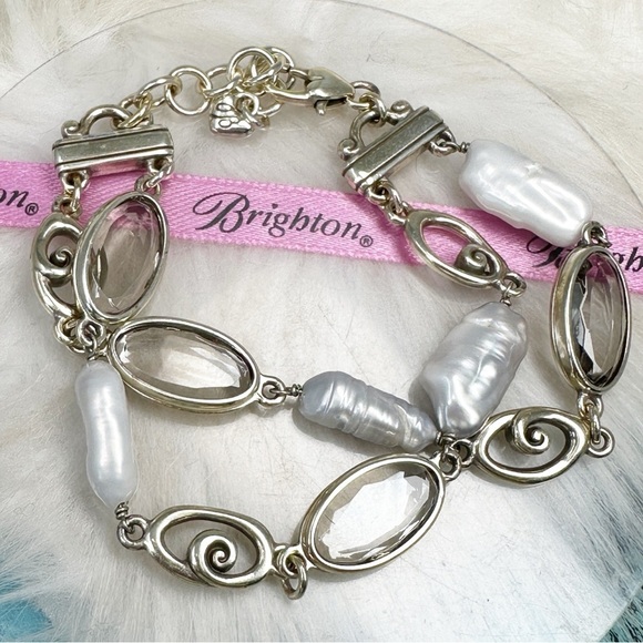 BRIGHTON 7th Avenue Freshwater Pearl Bracelet Silver Plate Multi Strand - Picture 2 of 10